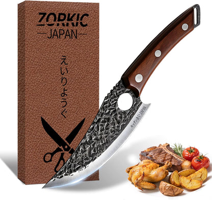 Viking Knife, Butcher Knife Set Hand Forged Boning Knives, Japanese Serbian Chef knives Kitchen Chopping for Meat Cutting Chefs Cleaver Camping Cooking, BBQ, Gifts for Men