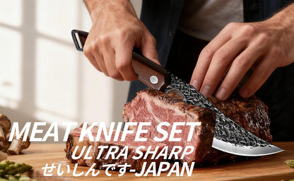 Viking Knife, Butcher Knife Set Hand Forged Boning Knives, Japanese Serbian Chef knives Kitchen Chopping for Meat Cutting Chefs Cleaver Camping Cooking, BBQ, Gifts for Men