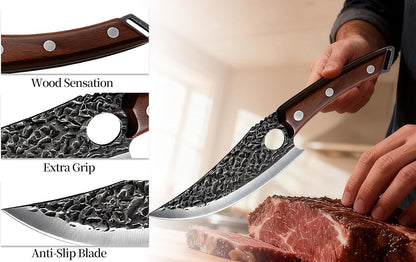 Viking Knife, Butcher Knife Set Hand Forged Boning Knives, Japanese Serbian Chef knives Kitchen Chopping for Meat Cutting Chefs Cleaver Camping Cooking, BBQ, Gifts for Men