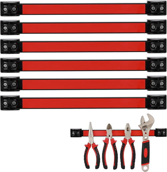 12" Magnetic Tool Holder Strip, 6 Packs, Metal Magnet Tool Organizer Bars for Garage, Workshop, Magnetic Strip for Tools