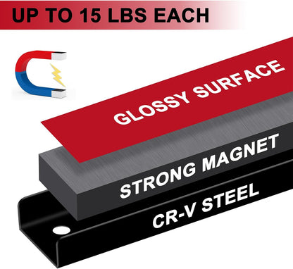 12" Magnetic Tool Holder Strip, 6 Packs, Metal Magnet Tool Organizer Bars for Garage, Workshop, Magnetic Strip for Tools