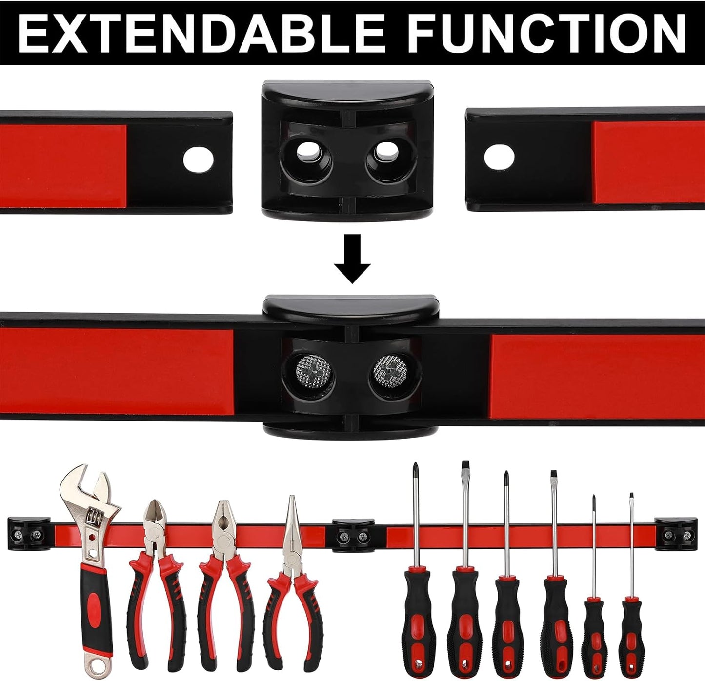 12" Magnetic Tool Holder Strip, 6 Packs, Metal Magnet Tool Organizer Bars for Garage, Workshop, Magnetic Strip for Tools