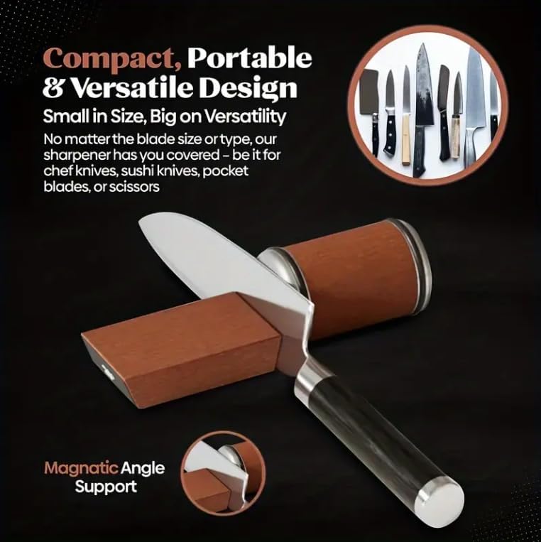 Professional Knife Sharpener Tool - Diamond & Ceramic Sharpening System for Kitchen Knives - Adjustable 15°/20° Angle Guide - Universal Steel Sharpener for Chef, Hunting & Pocket Knives - Easy Use Kit