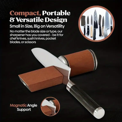 Professional Knife Sharpener Tool - Diamond & Ceramic Sharpening System for Kitchen Knives - Adjustable 15°/20° Angle Guide - Universal Steel Sharpener for Chef, Hunting & Pocket Knives - Easy Use Kit
