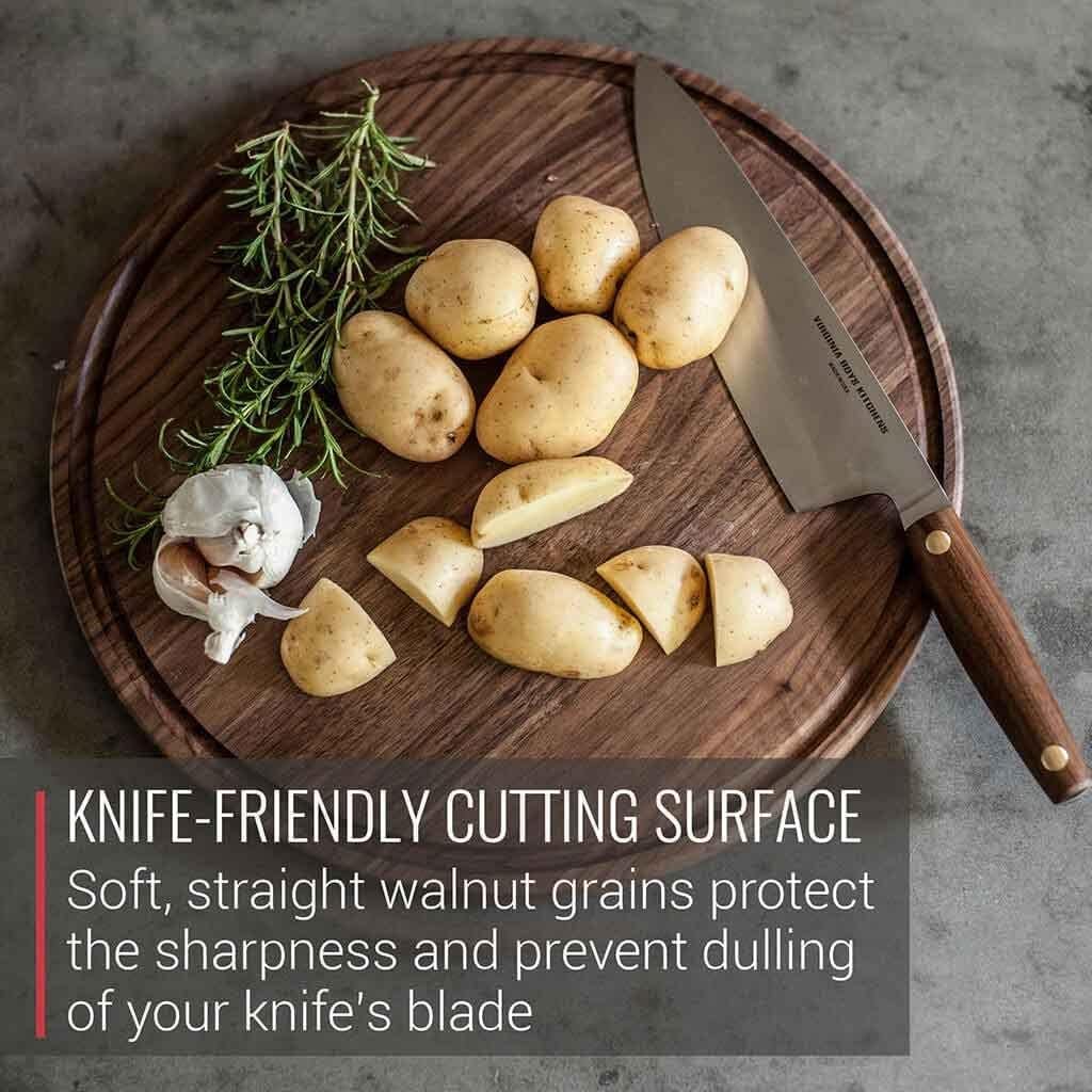 Made in USA Walnut Cutting Board - Butcher Block made from Sustainable Hardwood (Round - 13.5)