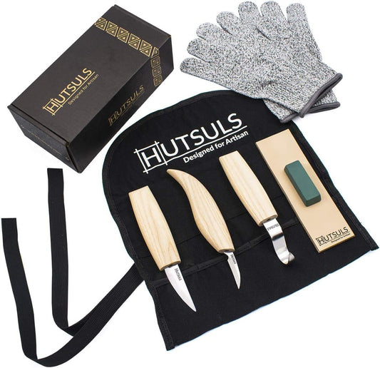 Wood Whittling Kit for Beginners - Razor Sharp Wood Carving Knife Set in Beautifully Designed Gift Box, Whittling Knife for Kids and Adults (8 Pieces)