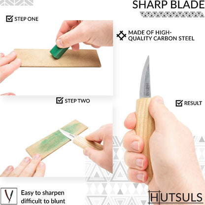 Wood Whittling Kit for Beginners - Razor Sharp Wood Carving Knife Set in Beautifully Designed Gift Box, Whittling Knife for Kids and Adults (8 Pieces)