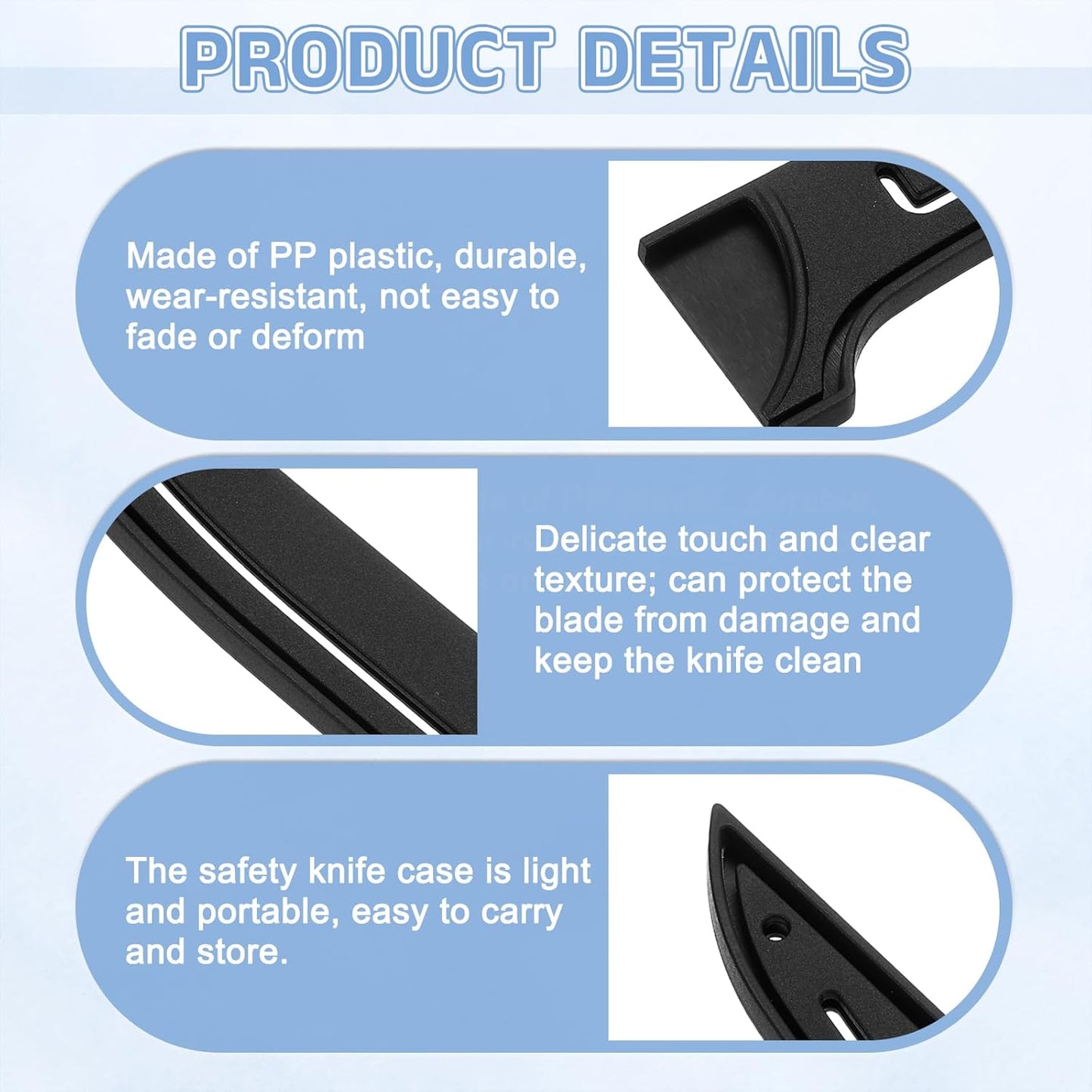 2 Pack PP Safety Knife Cover Sleeves, Blade Edge Guards Protector, Universal Knife Sheath for 6" Boning Knife, Black