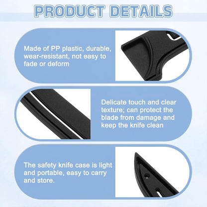 2 Pack PP Safety Knife Cover Sleeves, Blade Edge Guards Protector, Universal Knife Sheath for 6" Boning Knife, Black