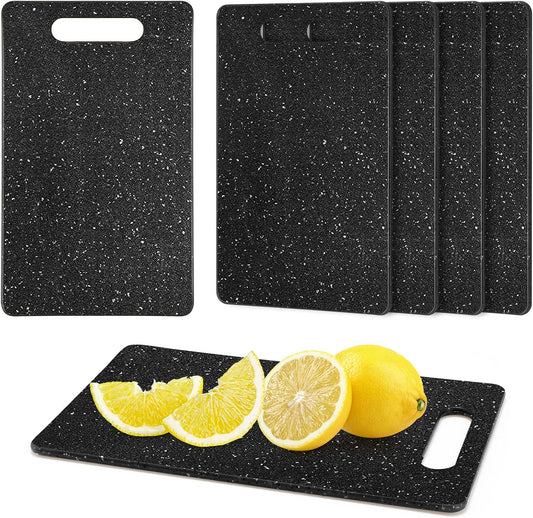 6 Pcs Plastic Cutting Boards Bar Granite Color Cutting Board with Easy Grip Handle Dishwasher for Food Fruits Vegetables Home(Small)
