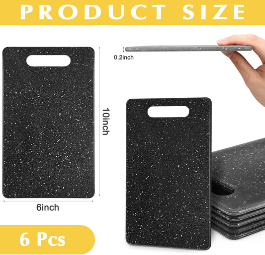 6 Pcs Plastic Cutting Boards Bar Granite Color Cutting Board with Easy Grip Handle Dishwasher for Food Fruits Vegetables Home(Small)