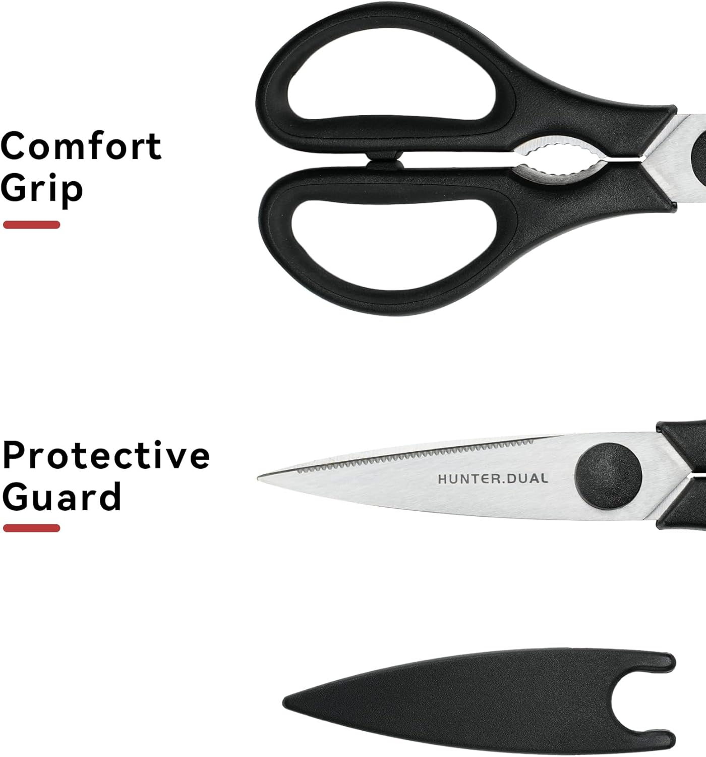 Kitchen Scissors for Food, Heavy Duty Come Apart Poultry Shears for Cooking, All Purpose for Cutting Chicken, Meat, Fish & Vegetables (Black, 8.35 Inch)