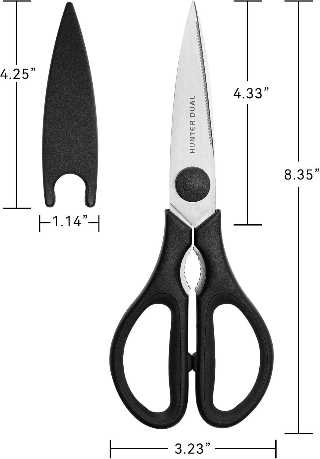 Kitchen Scissors for Food, Heavy Duty Come Apart Poultry Shears for Cooking, All Purpose for Cutting Chicken, Meat, Fish & Vegetables (Black, 8.35 Inch)