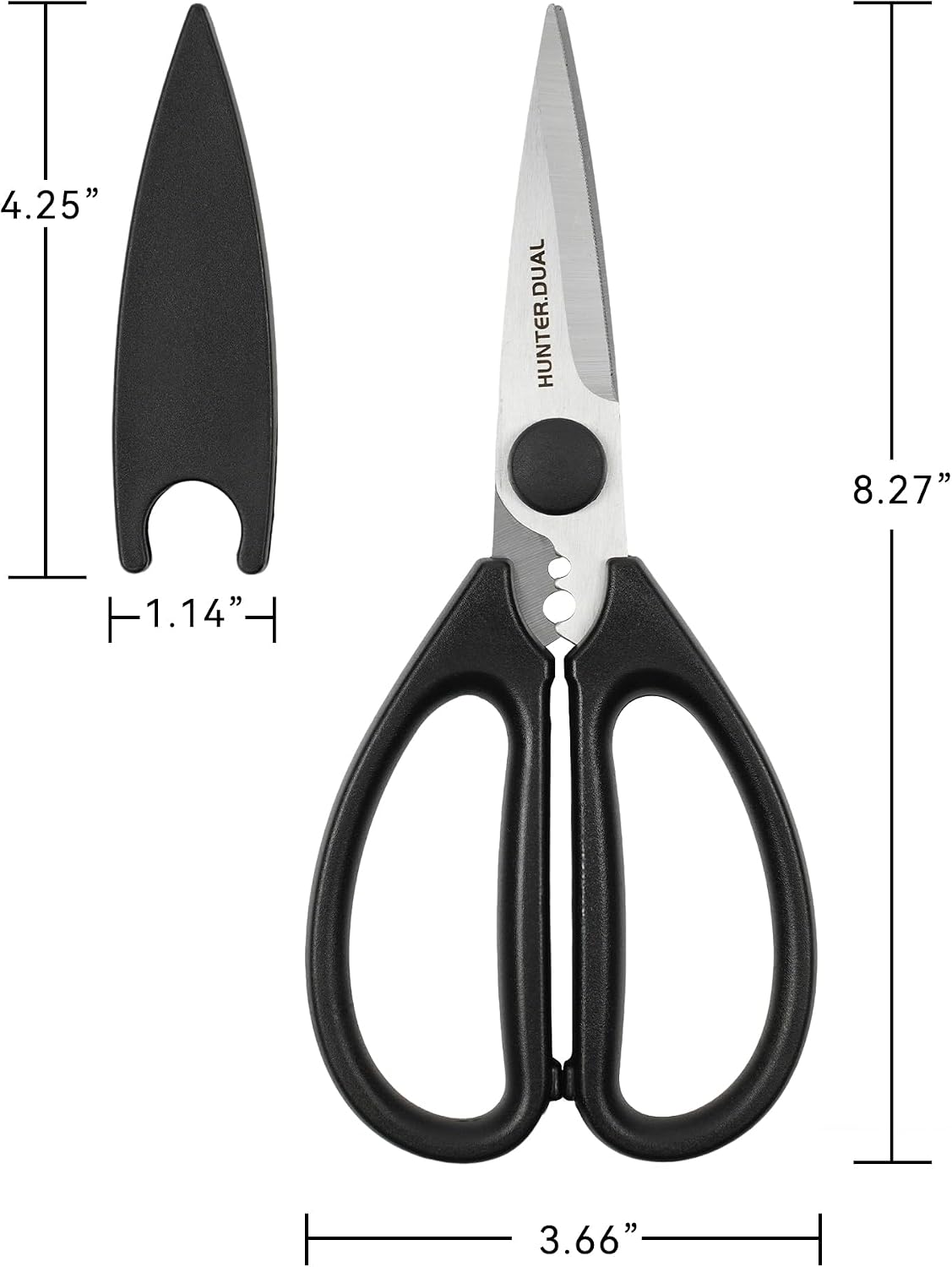 Kitchen Scissors for Food, Heavy Duty Come Apart Poultry Shears for Cooking, All Purpose for Cutting Chicken, Meat, Fish & Vegetables (Black, 8.35 Inch)