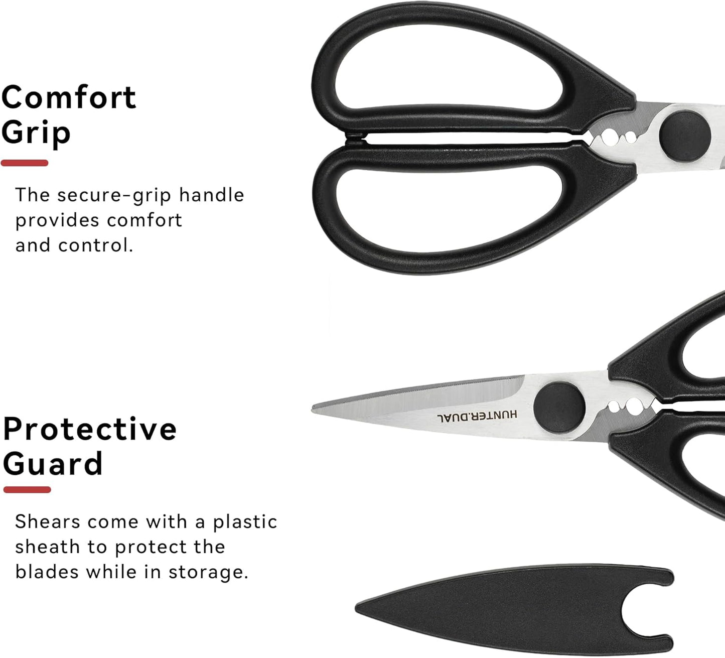 Kitchen Scissors for Food, Heavy Duty Come Apart Poultry Shears for Cooking, All Purpose for Cutting Chicken, Meat, Fish & Vegetables (Black, 8.35 Inch)