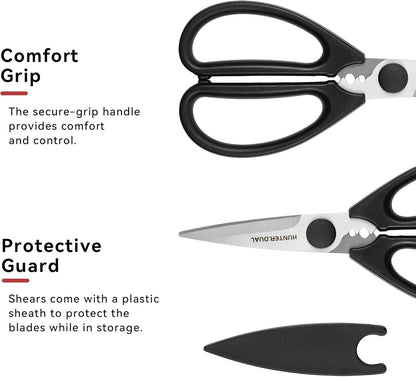 Kitchen Scissors for Food, Heavy Duty Come Apart Poultry Shears for Cooking, All Purpose for Cutting Chicken, Meat, Fish & Vegetables (Black, 8.35 Inch)