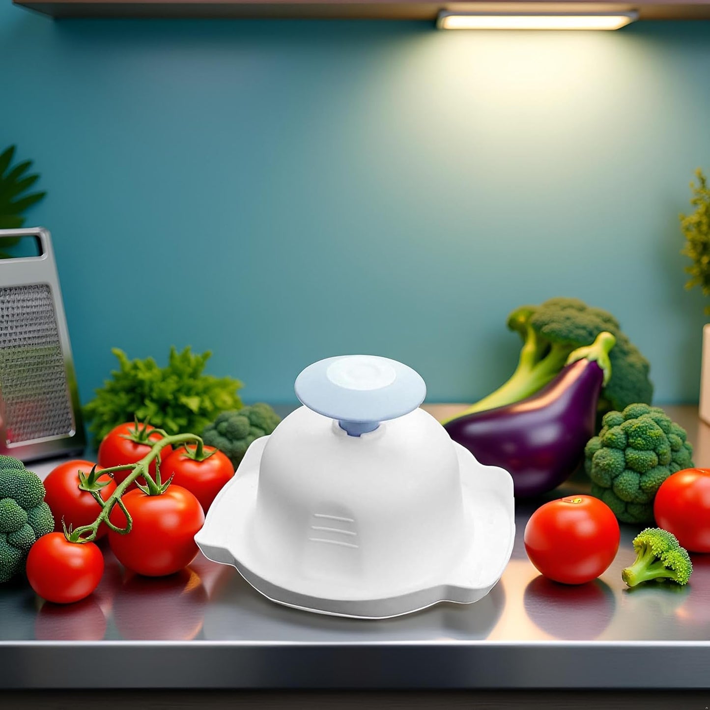 1Pc Blue Food Safety Holder for Mandolin Slicer or Grater, Food Slicer Cutter Finger Guard for Mandoline Slicer Grater ,Finger Anti-Cut Protectors for Vegetable GraterCutting, Mandolines and Slicers