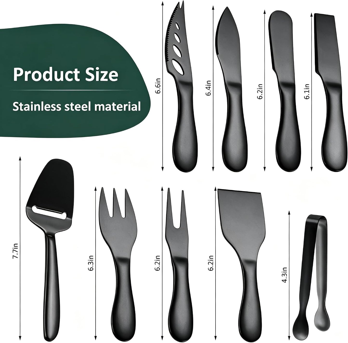 Premium Stainless Steel Gold Cheese Tool Set - 12 Piece Cheese Knife & Cheese Markers Gifts Set - Cut, Butter Spreader Slicer Mini Serving Tongs,Birthday Wedding Christmas All Your Favorite Cheeses
