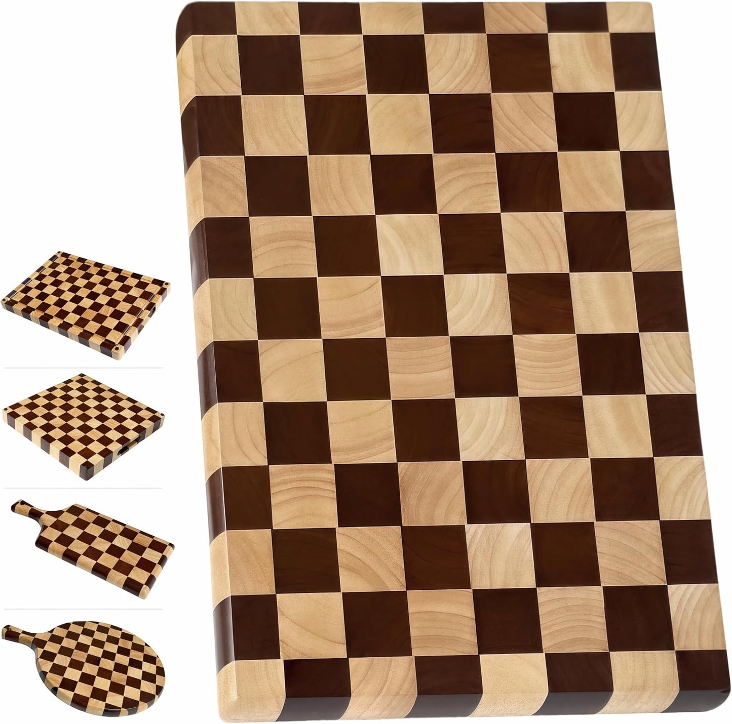 Checkered Cutting Board for Kitchen, 16"L x 11"W x 1"Th – Wooden Chopping, Cheese & Charcuterie Board in Acacia Wood, Butcher Block Serving Tray for Meat, Fruit, Bread & Vegetables