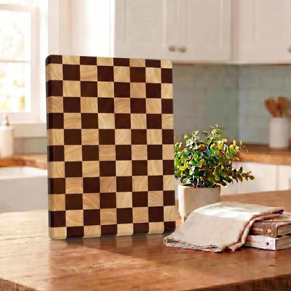 Checkered Cutting Board for Kitchen, 16"L x 11"W x 1"Th – Wooden Chopping, Cheese & Charcuterie Board in Acacia Wood, Butcher Block Serving Tray for Meat, Fruit, Bread & Vegetables