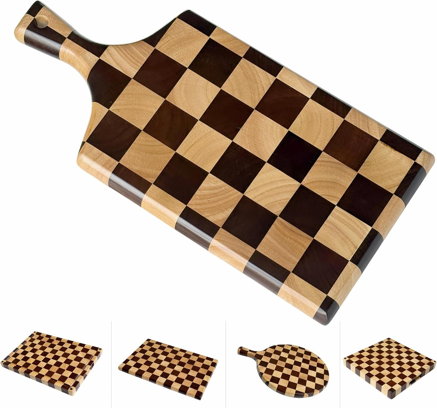 Checkered Cutting Board for Kitchen, 16"L x 11"W x 1"Th – Wooden Chopping, Cheese & Charcuterie Board in Acacia Wood, Butcher Block Serving Tray for Meat, Fruit, Bread & Vegetables
