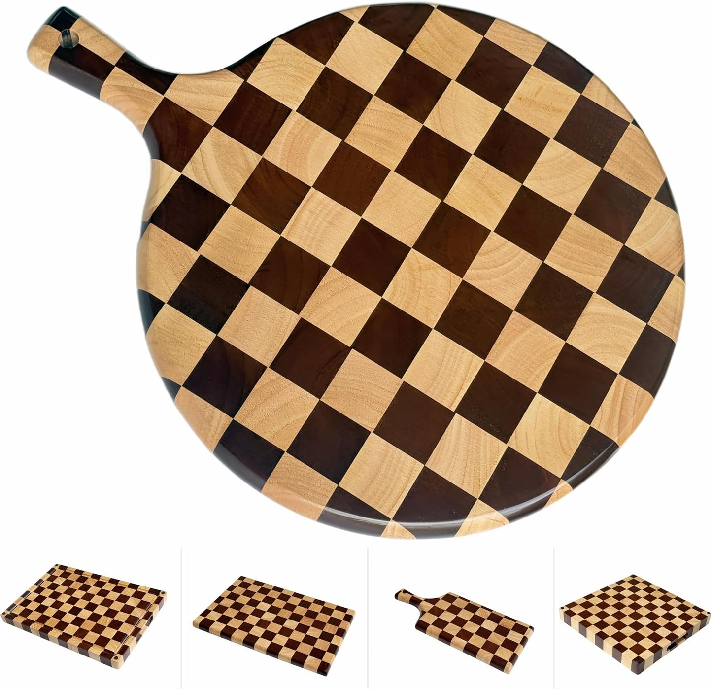 Checkered Cutting Board for Kitchen, 16"L x 11"W x 1"Th – Wooden Chopping, Cheese & Charcuterie Board in Acacia Wood, Butcher Block Serving Tray for Meat, Fruit, Bread & Vegetables