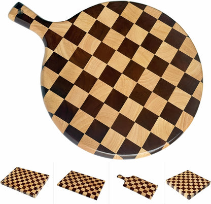 Checkered Cutting Board for Kitchen, 16"L x 11"W x 1"Th – Wooden Chopping, Cheese & Charcuterie Board in Acacia Wood, Butcher Block Serving Tray for Meat, Fruit, Bread & Vegetables