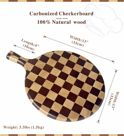 Checkered Cutting Board for Kitchen, 16"L x 11"W x 1"Th – Wooden Chopping, Cheese & Charcuterie Board in Acacia Wood, Butcher Block Serving Tray for Meat, Fruit, Bread & Vegetables