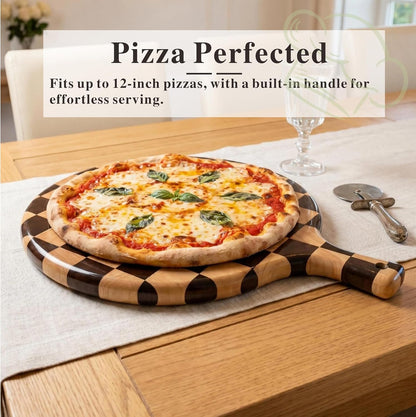 Checkered Cutting Board for Kitchen, 16"L x 11"W x 1"Th – Wooden Chopping, Cheese & Charcuterie Board in Acacia Wood, Butcher Block Serving Tray for Meat, Fruit, Bread & Vegetables