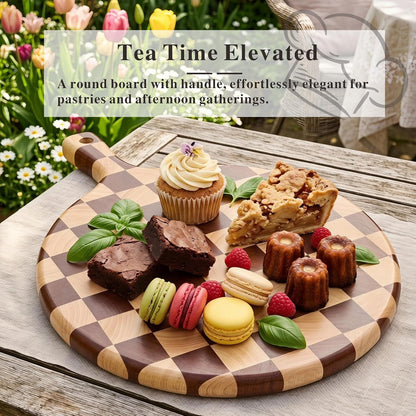 Checkered Cutting Board for Kitchen, 16"L x 11"W x 1"Th – Wooden Chopping, Cheese & Charcuterie Board in Acacia Wood, Butcher Block Serving Tray for Meat, Fruit, Bread & Vegetables