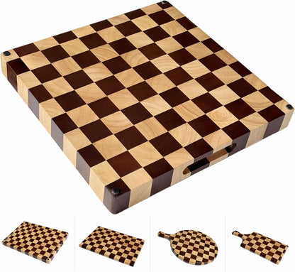 Checkered Cutting Board for Kitchen, 16"L x 11"W x 1"Th – Wooden Chopping, Cheese & Charcuterie Board in Acacia Wood, Butcher Block Serving Tray for Meat, Fruit, Bread & Vegetables