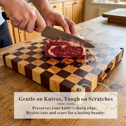 Checkered Cutting Board for Kitchen, 16"L x 11"W x 1"Th – Wooden Chopping, Cheese & Charcuterie Board in Acacia Wood, Butcher Block Serving Tray for Meat, Fruit, Bread & Vegetables