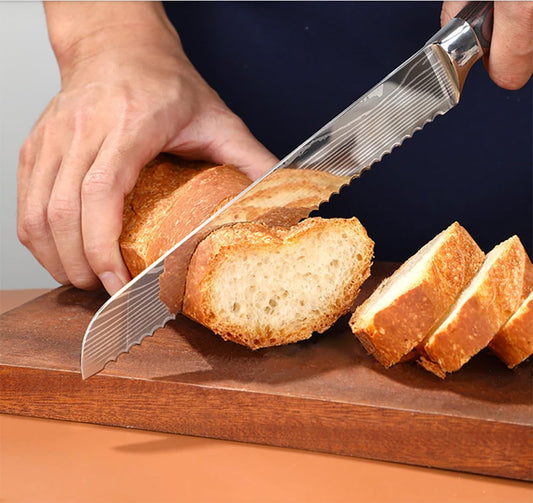 Bread Knife, 8 inch Serrated Knife, German Stainless Steel Bread Knife for Homemade Bread, Razor Sharp Edge for Efficient Slicing Sourdough Bread, Bagels, Cake