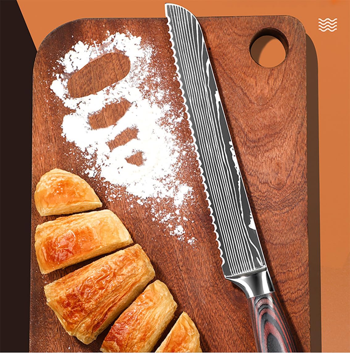 Bread Knife, 8 inch Serrated Knife, German Stainless Steel Bread Knife for Homemade Bread, Razor Sharp Edge for Efficient Slicing Sourdough Bread, Bagels, Cake