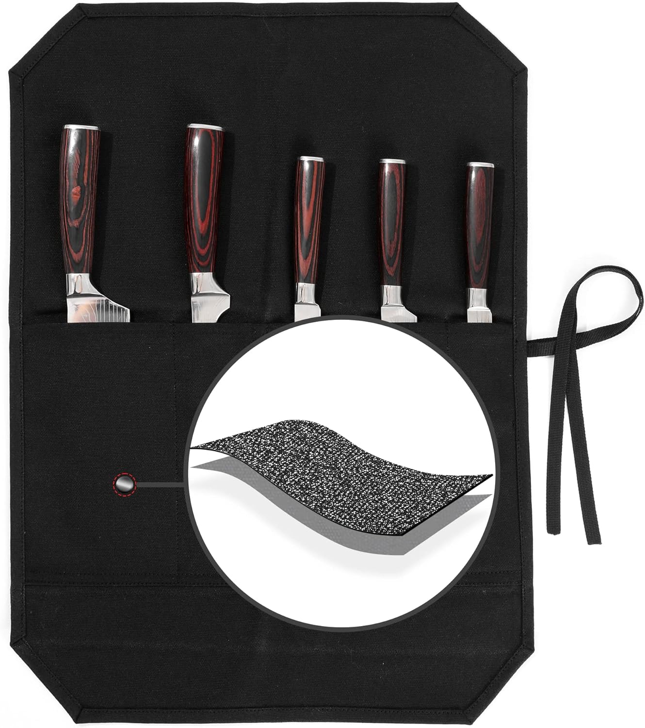 Knife Roll Bags, 16oz Waxed Canvas Knife Holder (4 Slots & Specialized Anti Cutting Fabric), Multi-Purpose Knife Pouch with Tie Rope, Khaki