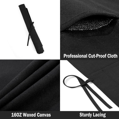 Knife Roll Bags, 16oz Waxed Canvas Knife Holder (4 Slots & Specialized Anti Cutting Fabric), Multi-Purpose Knife Pouch with Tie Rope, Khaki