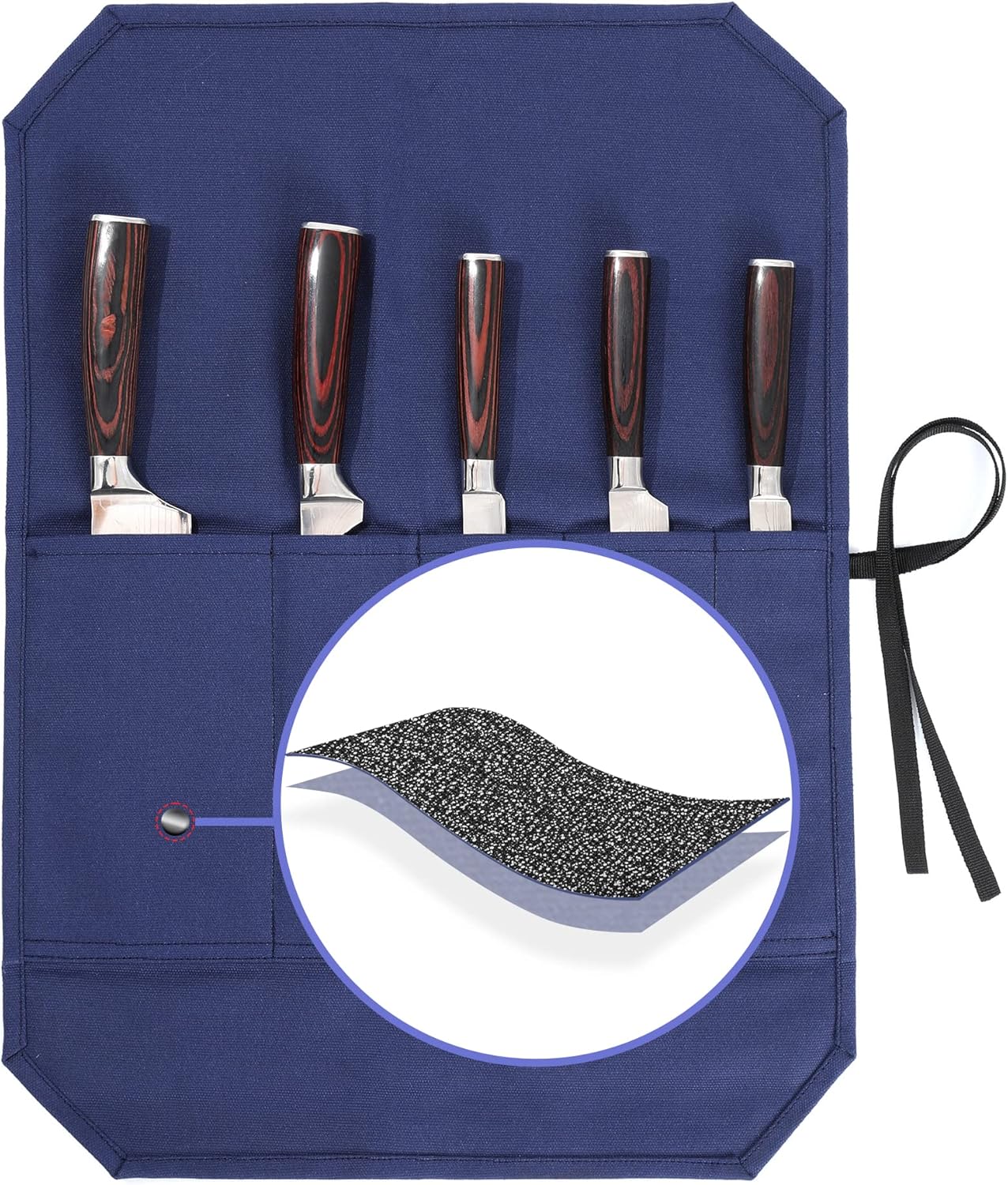 Knife Roll Bags, 16oz Waxed Canvas Knife Holder (4 Slots & Specialized Anti Cutting Fabric), Multi-Purpose Knife Pouch with Tie Rope, Khaki