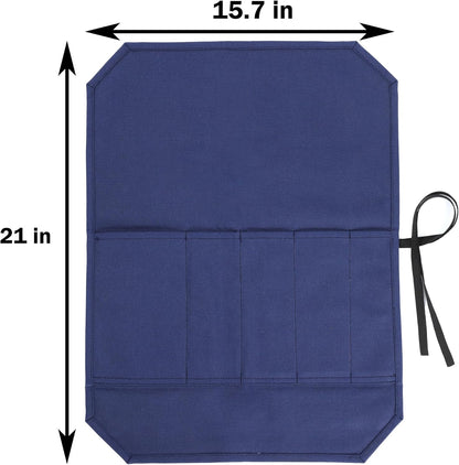Knife Roll Bags, 16oz Waxed Canvas Knife Holder (4 Slots & Specialized Anti Cutting Fabric), Multi-Purpose Knife Pouch with Tie Rope, Khaki