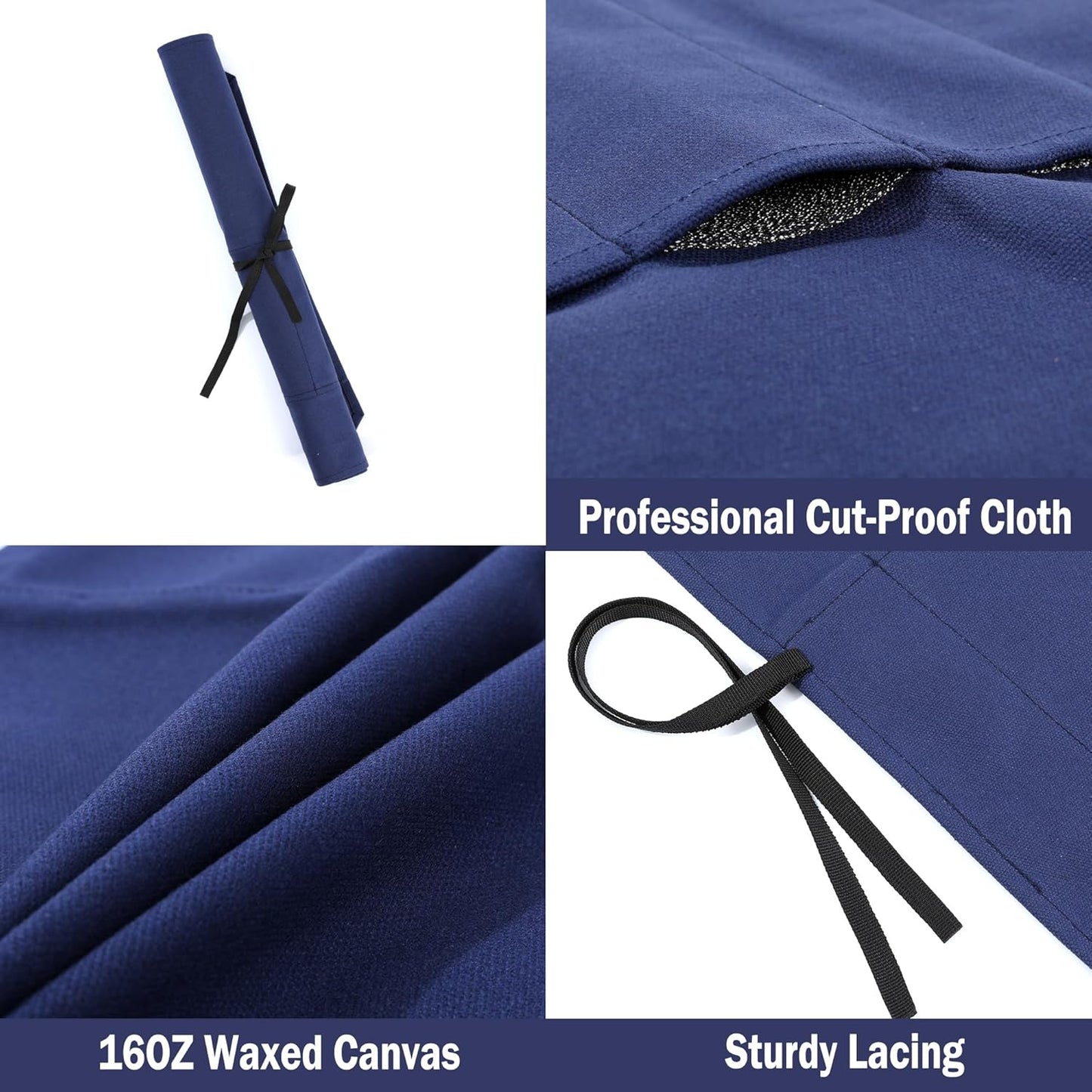Knife Roll Bags, 16oz Waxed Canvas Knife Holder (4 Slots & Specialized Anti Cutting Fabric), Multi-Purpose Knife Pouch with Tie Rope, Khaki