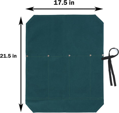 Knife Roll Bags, 16oz Waxed Canvas Knife Holder (4 Slots & Specialized Anti Cutting Fabric), Multi-Purpose Knife Pouch with Tie Rope, Khaki