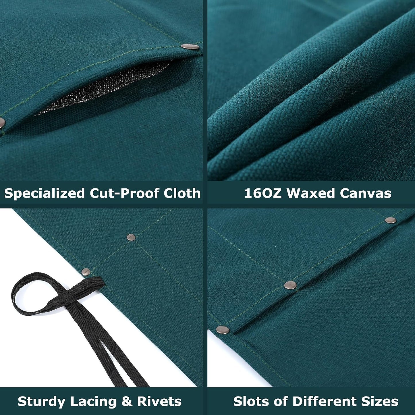 Knife Roll Bags, 16oz Waxed Canvas Knife Holder (4 Slots & Specialized Anti Cutting Fabric), Multi-Purpose Knife Pouch with Tie Rope, Khaki