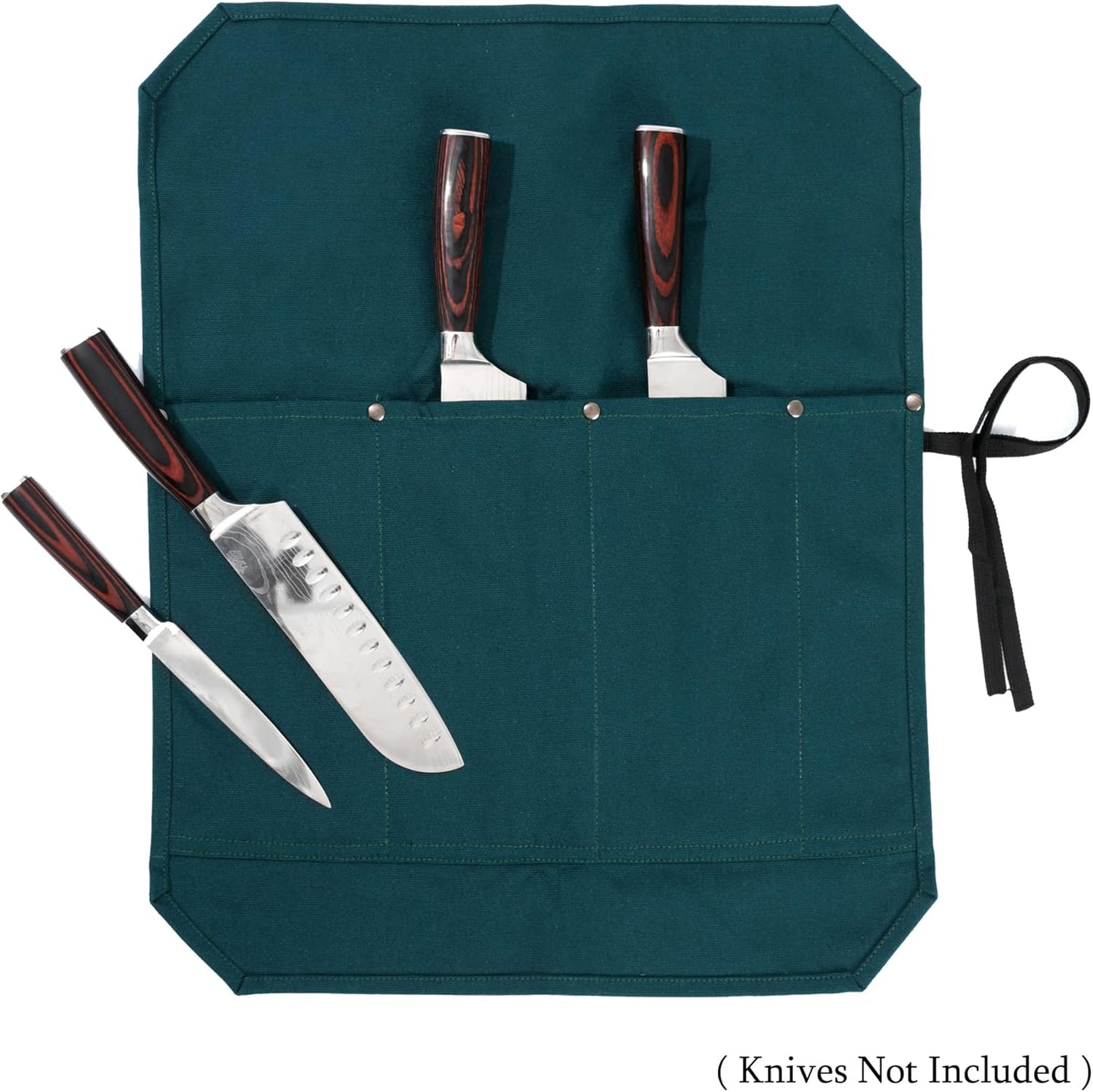 Knife Roll Bags, 16oz Waxed Canvas Knife Holder (4 Slots & Specialized Anti Cutting Fabric), Multi-Purpose Knife Pouch with Tie Rope, Khaki