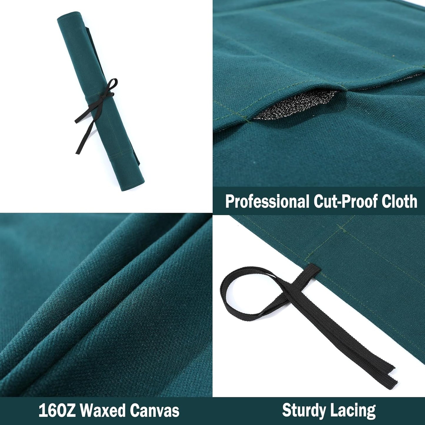 Knife Roll Bags, 16oz Waxed Canvas Knife Holder (4 Slots & Specialized Anti Cutting Fabric), Multi-Purpose Knife Pouch with Tie Rope, Khaki