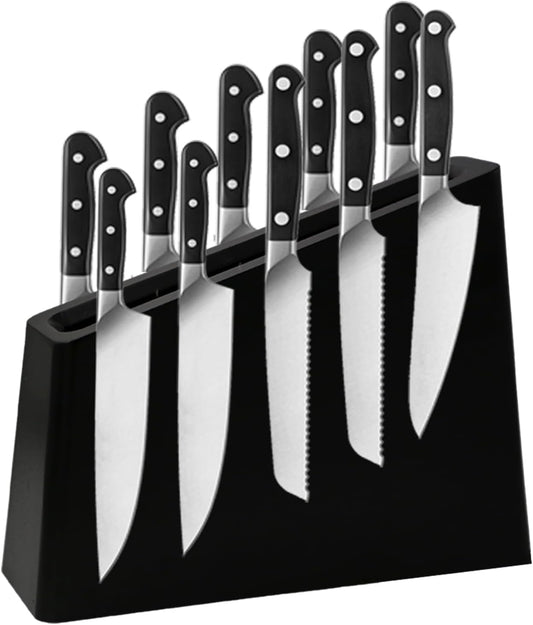 Black Magnetic Knife Block Holder,12 Inches Knives Rack Wooden Block Magnetic Stands with Strong Enhanced Magnets Multifunctional Storage Knife Holder