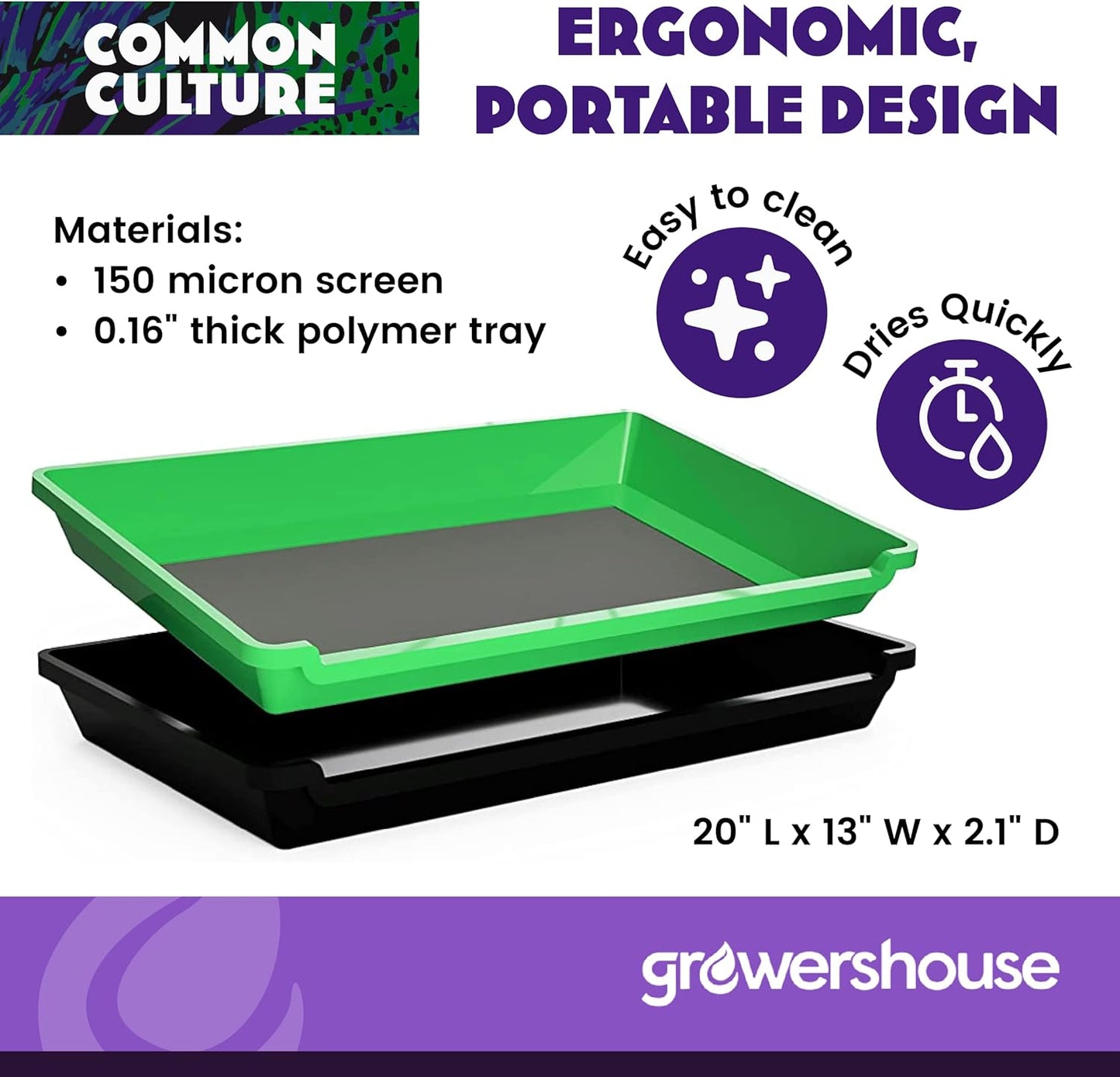 Trim Tray Kit with Trimming Tray 13" x 20", 150 Micron Pollen Screen, Bottom Harvest Bin, Scissors, Herb Plant Flower Dry Sifter Accessories and Supplies Set