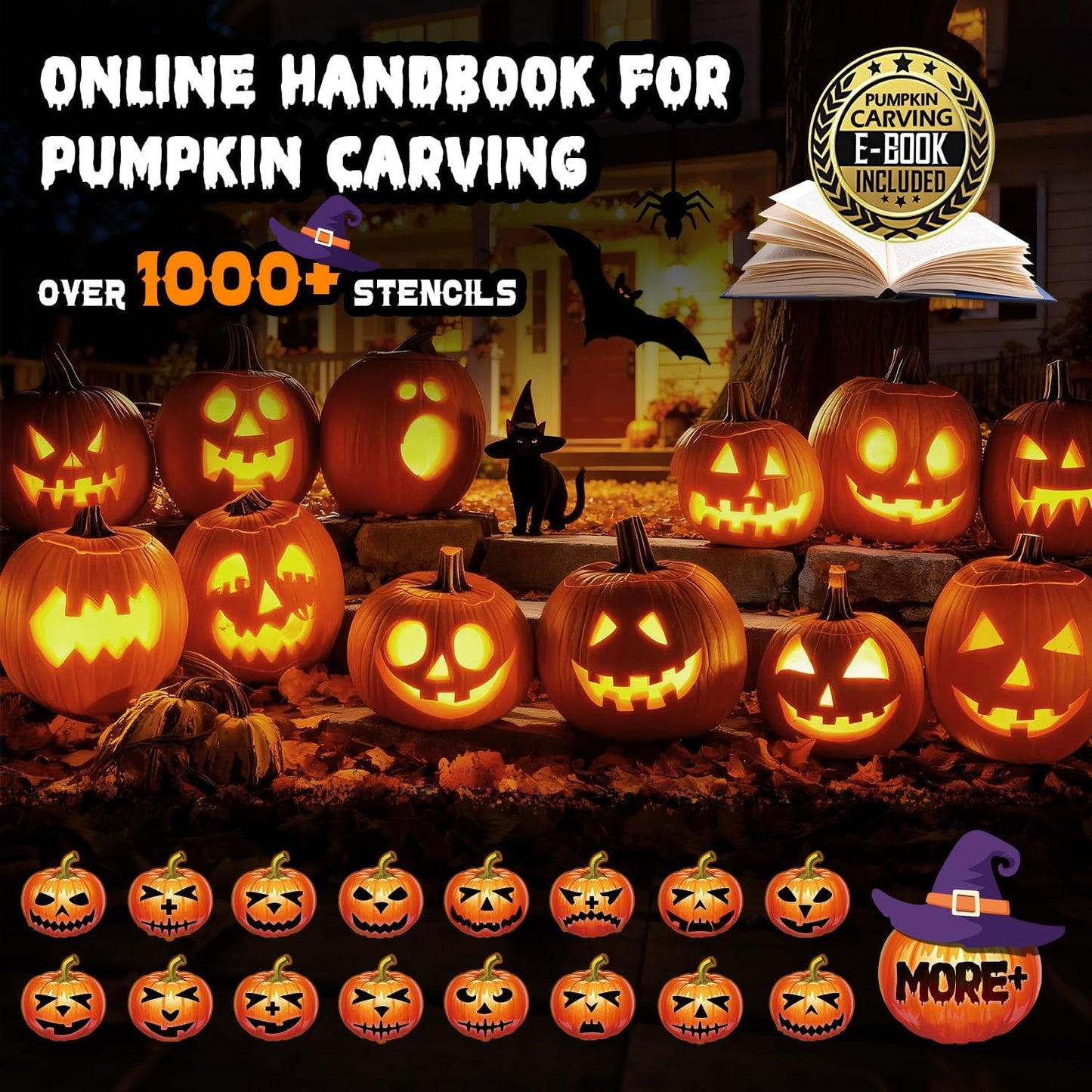 Upgraded Pumpkin Carving Kit for Adults & Kids with Professional Detail Sculpting Tools, Heavy Duty Stainless Steel Knife Set with Carrying Case for Halloween Decoration