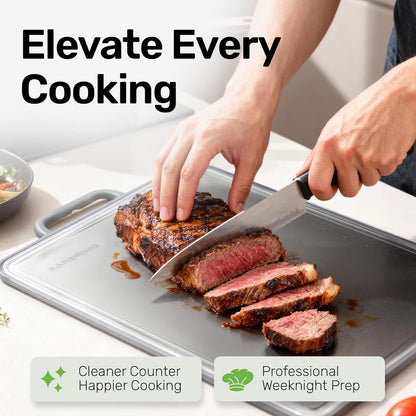 XL Titanium Cutting Board, Food Safe Double Sided PP and Titanium Cutting Boards for Kitchen with Etched-In Ruler for Meats, Vegetable Chopping, Dishwasher Safe - 15.75" x 10.5" (1 Pk)
