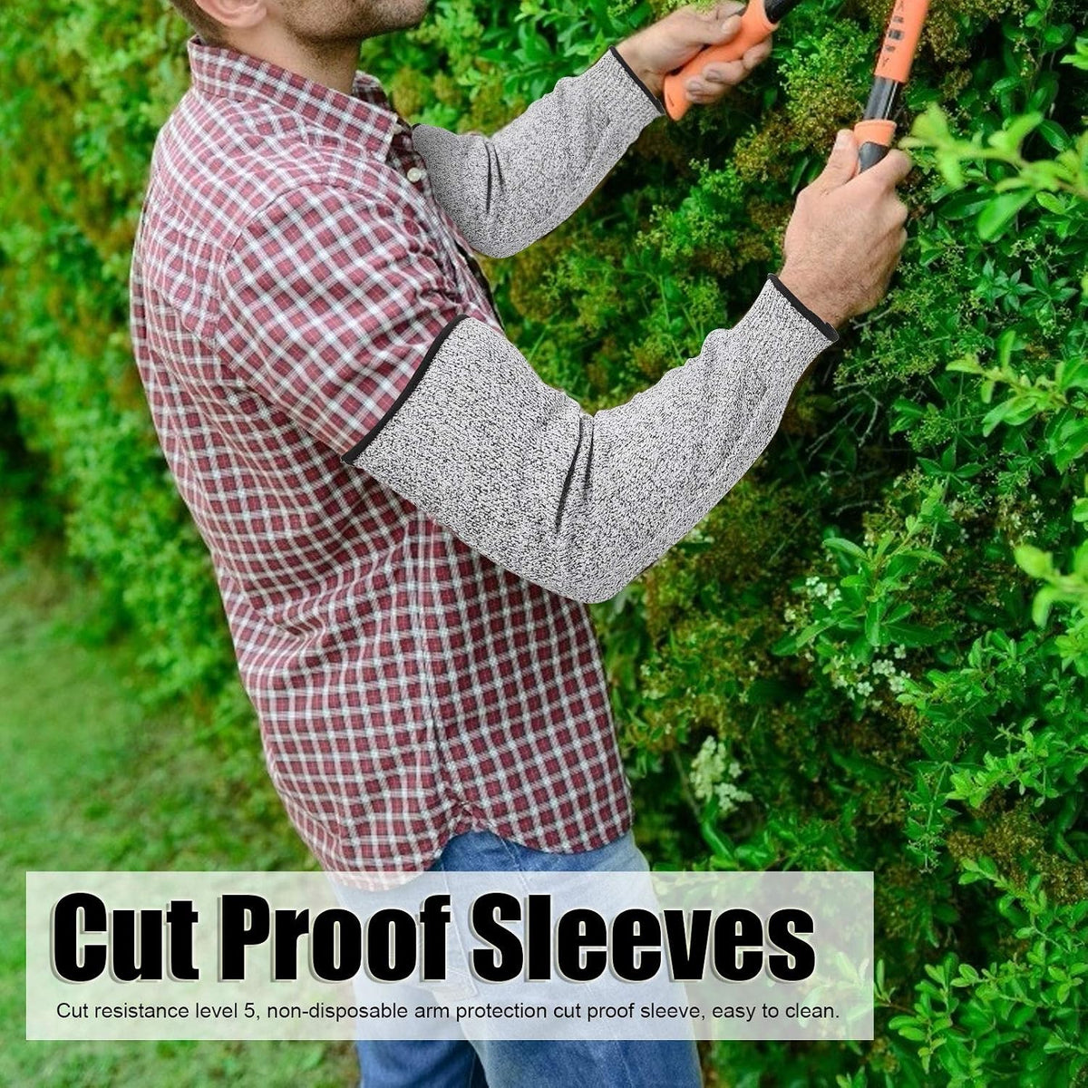 Horticultural Protective Equipment Arm Protection Sleeves HPPE Material 45cm Long for Kitchen Wood Carving Glass Handling Level 5 Nan