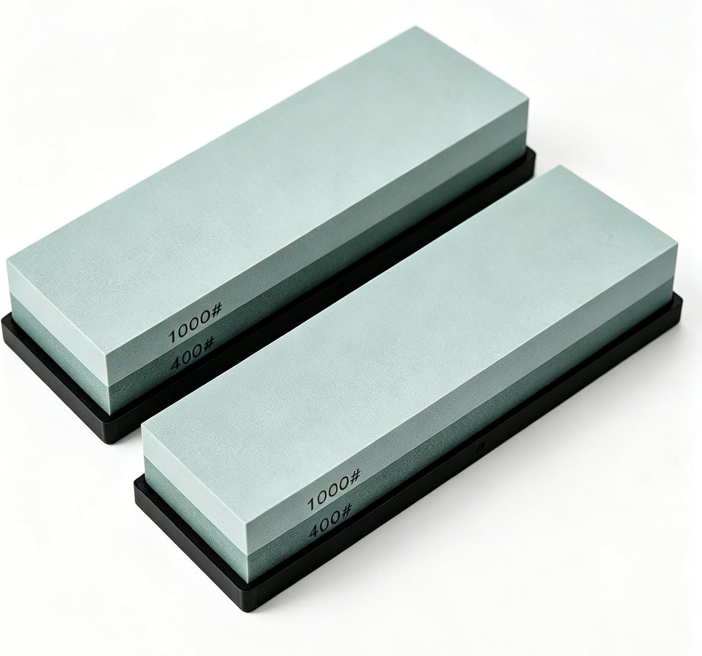 2 Pack Premium Knife Sharpening Stone Whetstone, Professional 2 sided 400/1000 Grit Water Stone with Non-Slip Rubber Base,Dual Grit sharpener for Kitchen/Hunt/Pocket Knives,Blades,Chisels,Planer