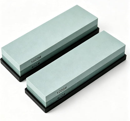2 Pack Premium Knife Sharpening Stone Whetstone, Professional 2 sided 400/1000 Grit Water Stone with Non-Slip Rubber Base,Dual Grit sharpener for Kitchen/Hunt/Pocket Knives,Blades,Chisels,Planer